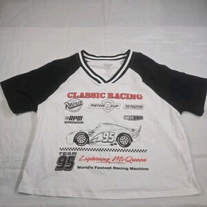 Disney Pixar Cars Womans New Cropped Tshirt Size M Classic Racing...